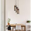 60W X 3 Almeria Wood/Glass 3 Light Pendant Fixture (Edison Bulbs Not included)