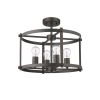 IRONCLAD Farmhouse 4 Light  Rubbed Bronze Convertible Semi-flush Ceiling Fixture 17.5" Wide