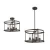 IRONCLAD Farmhouse 4 Light  Rubbed Bronze Convertible Semi-flush Ceiling Fixture 17.5" Wide