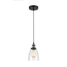 MANETTE Industrial-style 1 Light Rubbed Bronze Ceiling Mini Pendant 6" Shade