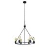 CHLOE Lighting IRONCLAD Industrial-Style Matt Black Finish 6 Light Large Pendant 22" Wide