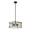 CHLOE Lighting RYKER Farmhouse Matt Black 4 Light Drum Ceiling Pendant 18" Wide