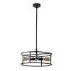 CHLOE Lighting RYKER Farmhouse Matt Black 4 Light Drum Ceiling Pendant 18" Wide