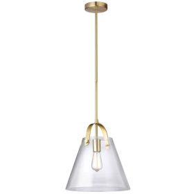1LT Incandescent Pendant, Aged Brass,Clear Glass