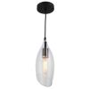 1LT Incandescent Pendant, Blk Finish,Clear Glass
