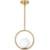 1LT Halogen Pendant AB Finish, White Glass