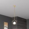 1LT Halogen Pendant AB Finish, White Glass