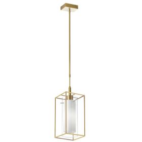 1LT Pendant, Rect AGB Metal Frame, FR/CLR Glass
