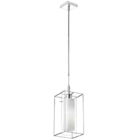 1LT Pendant, Rectangular Metal Frame,Frosted Gls