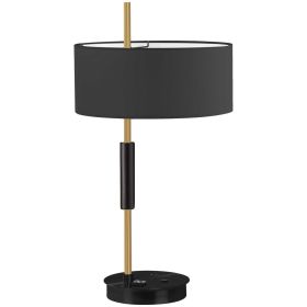 1LT Incandescent Table Lamp, MB & AGB, BK Shade