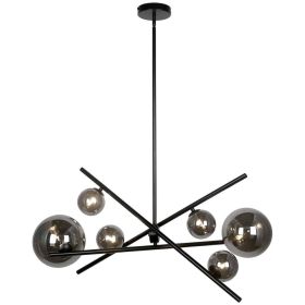 6LT Horz Pendant, MB, Smoked Glass