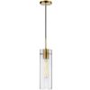 1LT Incand Pendant, AGB, CLR Fluted Glass