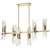 12LT Horiz Chandelier, AGB, Clear Fluted Glass