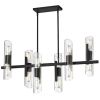 12LT Horiz Chandelier, MB, Clear Fluted Glass