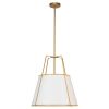 1LT Trapezoid Pendant, GLD with WH Shade