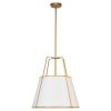 3LT Trapezoid Pendant, GLD with WH Shade