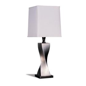 Keene Square Shade Table Lamps White and Antique Silver (Set of 2)
