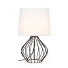 Geometrically Wired Table Lamp, White on Black