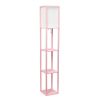 Floor Lamp Etagere Organizer Storage Shelf with Linen Shade, Light Pink
