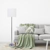 Brushed Nickel Drum Shade Floor Lamp, White