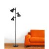 Metal 3-Light Tree Floor Lamp, Black Finish