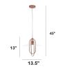 Lalia Home 1 Light Elongated Metal Pendant Light, Rose Gold
