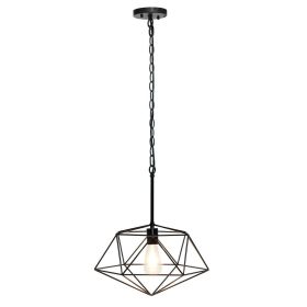 1 Light 16" Modern Metal Wire Paragon Hanging Ceiling Pendant Fixture, Black