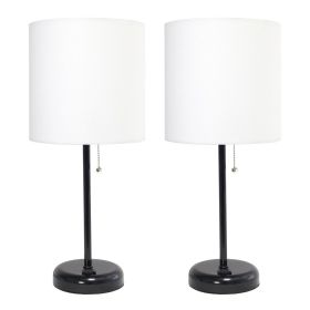 19.5" 2 Pack Black Stick Table Desk Lamp Set