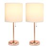 19.5" 2 Pack Rose Gold Stick Table Desk Lamp Set