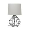 Geometrically Wired Table Lamp, Gray on Black