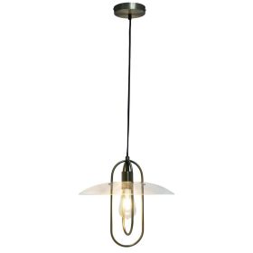 1 Light Modern Metal Pendant Light, Antique Brass