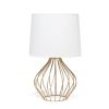 Geometrically Wired Table Lamp, White on Copper