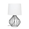 Geometrically Wired Table Lamp, White on Black