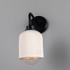 Osier Organic Ceramic Bathroom Wall Sconce, Matte White Striped IP44