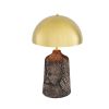 Cassia Tall Ceramic Table Lamp with Brass Dome Shade, Black Clay