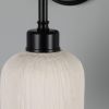 Osier Organic Ceramic Wall Sconce, Matte White Striped