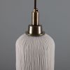 Osier Organic Ceramic Bathroom Pendant Light 4.5", Matte White Striped IP44