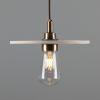 Bog Oak Organic Ceramic Disc Bathroom Pendant Light 11", Matte White Striped IP44