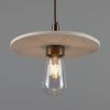 Bog Oak Organic Ceramic Disc Bathroom Pendant Light 11", Matte White Striped IP44