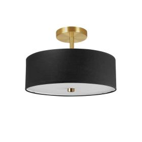 3LT Incandescent Semi-Flush AGB, Black Shade (Option: Fabric)