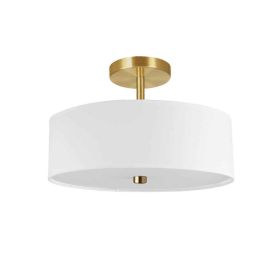 3LT Incandescent Semi-Flush AGB, White Shade (Option: Fabric)