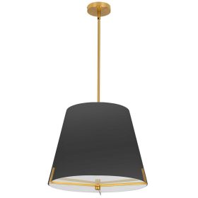 4 LT Incandescent Pendant, AGB, BK fabric shade (Option: Fabric)