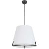 4 LT Incandescent Pendant, MB, WH fabric shade