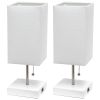 Petite White Stick Lamp with USB Charging Port