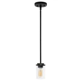 1-Light 5.75"  Adjustable Hanging Clear Cylinder Glass Pendant Fixture (Option: Restoration bronze)