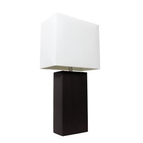 Lalia Home Lexington 21" Leather Base Modern Home Décor Bedside Table Lamp (Option: Black)