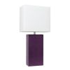 Lalia Home Lexington 21" Leather Base Modern Home Décor Bedside Table Lamp