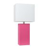 Lalia Home Lexington 21" Leather Base Modern Home Décor Bedside Table Lamp