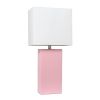 Lalia Home Lexington 21" Leather Base Modern Home Décor Bedside Table Lamp