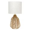 Lalia Home 21" Vintage Rattan Wicker Style Paper Rope Bedside Table Lamp